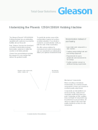 Flyer - Modernizing the Phoenix 125GH/200GH Hobbing Machine